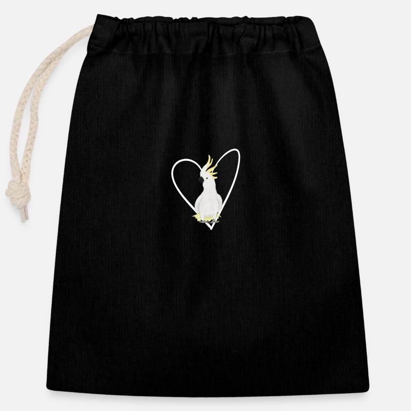 Cockatoo, birdwatcher, biologist, ornithologist - Closable cotton gift bag (25x30cm) - black