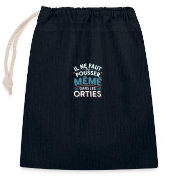 Il ne faut pas pousser mémé dans les orties - Sac cadeau en coton avec cordon (25 x 30 cm) - bleu marine - Devant