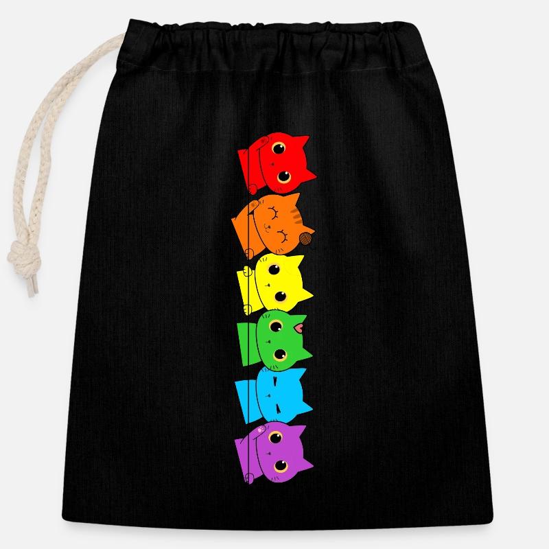 Lustiges LGBT Cat Stack Rainbow Gay Pride Geschenk - Verschließbarer Geschenkbeutel aus Baumwolle (25x30cm) - Schwarz