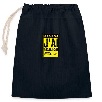 Je peux pas jai reunion - Sac cadeau en coton avec cordon (25 x 30 cm) - bleu marine - Devant