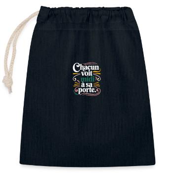 Chacun voit midi à sa porte - Sac cadeau en coton avec cordon (25 x 30 cm) - bleu marine - Devant
