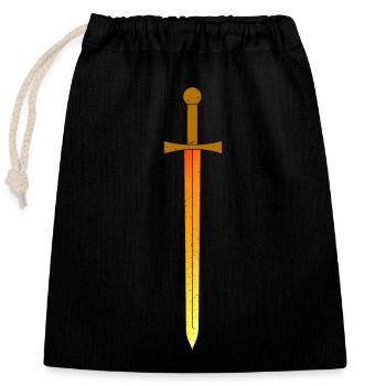 Excalibur - Schwert - Magisch / Mythos - Verschließbarer Geschenkbeutel aus Baumwolle (25x30cm) - Schwarz - Vorne