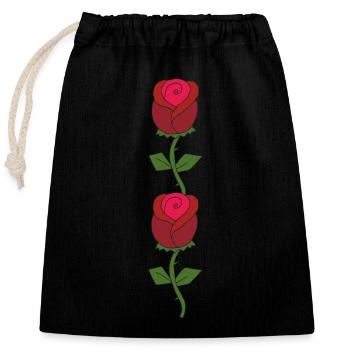 Red Roses - Closable cotton gift bag (25x30cm) - black - Front