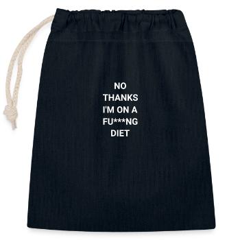 No Thanks I m On a Fu***ng Diet - Closable cotton gift bag (25x30cm) - navy - Front