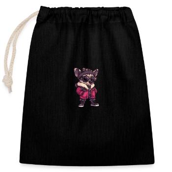 Hyena Winter - Closable cotton gift bag (25x30cm) - black - Front