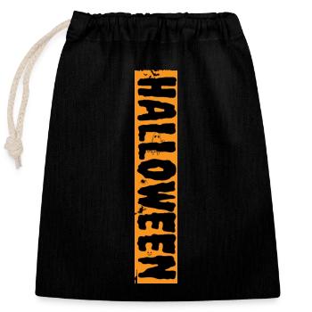Halloween scary design with pumpkins and spiders - Closable cotton gift bag (25x30cm) - black - Front