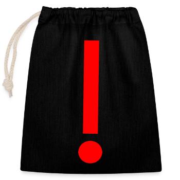 Red exclamation mark, template, pattern - Closable cotton gift bag (25x30cm) - black - Front