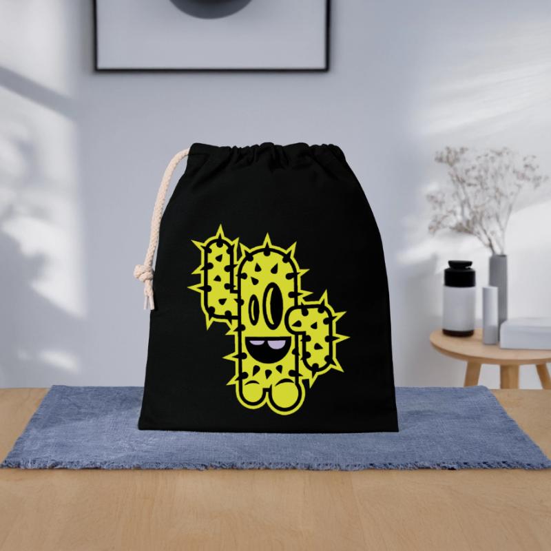cactus high five comic Closable cotton gift bag (25x30cm)