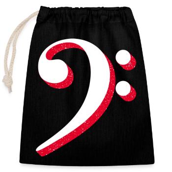 Bass clef with space stars universe - Closable cotton gift bag (25x30cm) - black - Front