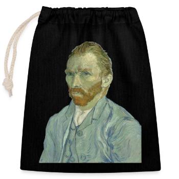 Vincent van Gogh Self Portrait Self-Image - Closable cotton gift bag (25x30cm) - black - Front