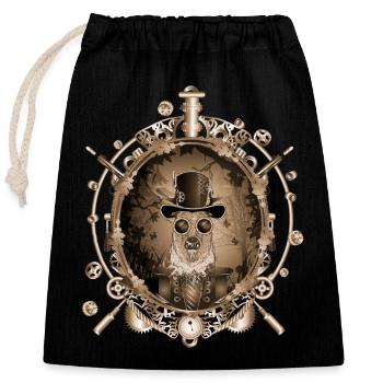Portrait de cerf Steampunk au look sépia antique - Sac cadeau en coton avec cordon (25 x 30 cm) - noir - Devant