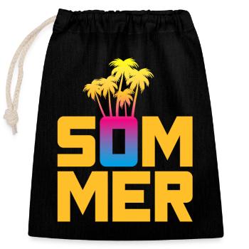 Sommer Palmen Beach Strand farbenfroh Verlauf Fun - Verschließbarer Geschenkbeutel aus Baumwolle (25x30cm) - Schwarz - Vorne