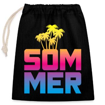 Sommer Palmen Verlauf Beach Strand bunt Mallorca - Verschließbarer Geschenkbeutel aus Baumwolle (25x30cm) - Schwarz - Vorne