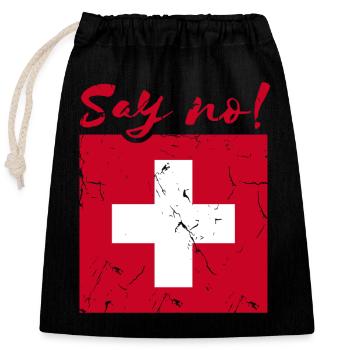 Dites non Suisse - Sac cadeau en coton avec cordon (25 x 30 cm) - noir - Devant
