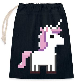 Einhorn verpixelt Grafik Einhorn Pixel Geschenkide - Verschließbarer Geschenkbeutel aus Baumwolle (25x30cm) - Navy - Vorne