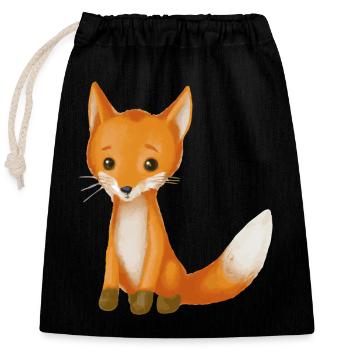 Baby Fuchs Geschenkidee Illustration - Verschließbarer Geschenkbeutel aus Baumwolle (25x30cm) - Schwarz - Vorne