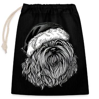 Weihnachten Hund süß lustig Hunde Tier Welpe 13 - Verschließbarer Geschenkbeutel aus Baumwolle (25x30cm) - Schwarz - Vorne