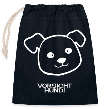 Vorsicht Hund weiss - Verschließbarer Geschenkbeutel aus Baumwolle (25x30cm) - Navy - Vorne