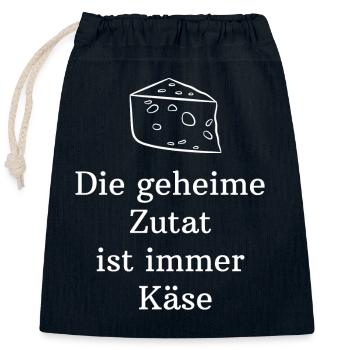 geheime Zutat Käse Spruch - Verschließbarer Geschenkbeutel aus Baumwolle (25x30cm) - Navy - Vorne
