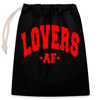 LOVERS AF VALENTINE'S DAY DAY SAYING WOMEN MEN - Closable cotton gift bag (25x30cm) - black - Front