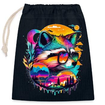 Renard en randonneur dans les montagnes aux couleurs vives - Sac cadeau en coton avec cordon (25 x 30 cm) - bleu marine - Devant