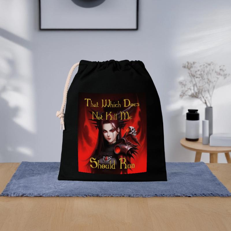 That which does not kill me, should run Closable cotton gift bag (25x30cm)
