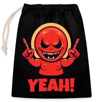 Pointing fingers in the air, red guy says yes - Closable cotton gift bag (25x30cm) - black - Front