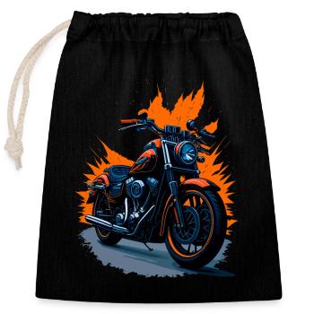Classic motorcycle - Closable cotton gift bag (25x30cm) - black - Front