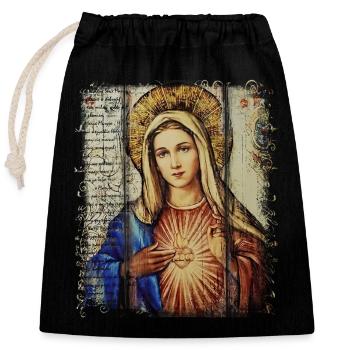 Heilige Maria Maria Madonna Mariana Jungfrau Maria Heilige - Verschließbarer Geschenkbeutel aus Baumwolle (25x30cm) - Schwarz - Vorne