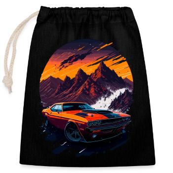 Voiture de sport classique - Sac cadeau en coton avec cordon (25 x 30 cm) - noir - Devant