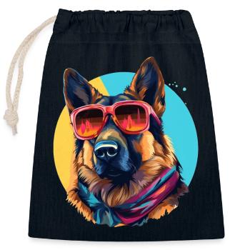 Urban Guardian: Sheepdog street vibes - Closable cotton gift bag (25x30cm) - navy - Front