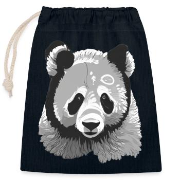 Stylized Baby Panda - Closable cotton gift bag (25x30cm) - navy - Front