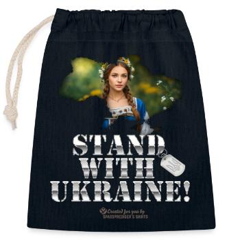 Ukraine Supporters - Closable cotton gift bag (25x30cm) - navy - Front