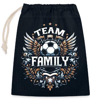 Équipe, Famille, Football, Papa, Compétition, Parentalité - Sac cadeau en coton avec cordon (25 x 30 cm) - bleu marine - Devant