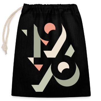 1976 Design rétro - Sac cadeau en coton avec cordon (25 x 30 cm) - noir - Devant