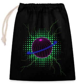Planète techno - Sac cadeau en coton avec cordon (25 x 30 cm) - noir - Devant