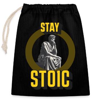 Stay Stoic - Verschließbarer Geschenkbeutel aus Baumwolle (25x30cm) - Schwarz - Vorne