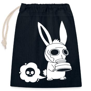 White rabbit farting - Closable cotton gift bag (25x30cm) - navy - Front