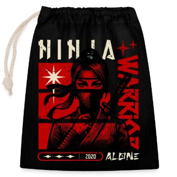 Ninja Warrior - Verschließbarer Geschenkbeutel aus Baumwolle (25x30cm) - Schwarz - Vorne