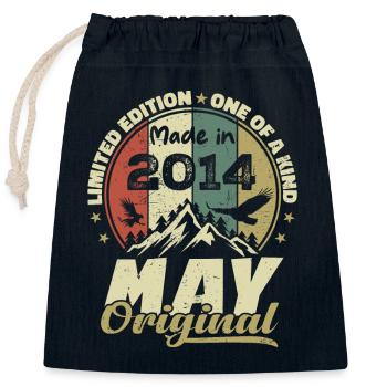 Cadeau Anniversaire Millésime Fabriqué en Mai 2014 - Sac cadeau en coton avec cordon (25 x 30 cm) - bleu marine - Devant
