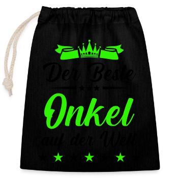 Best uncle in the whole world - Closable cotton gift bag (25x30cm) - black - Front