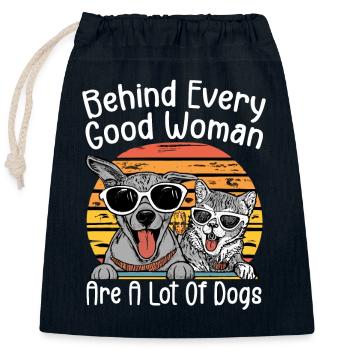 Behind Every Good Woman Are A Lot Of Dogs - Sac cadeau en coton avec cordon (25 x 30 cm) - bleu marine - Devant