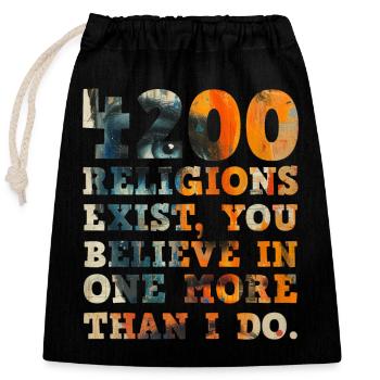 4200 religions existent - Sac cadeau en coton avec cordon (25 x 30 cm) - noir - Devant