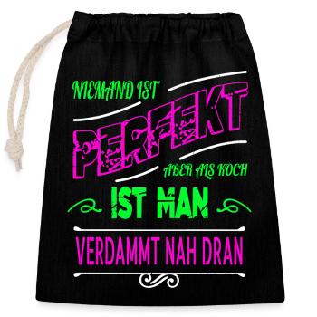 Birthday Chef Chef Birthday Gift - Closable cotton gift bag (25x30cm) - black - Front