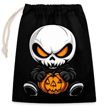Zombie Halloween Skeleton - Closable cotton gift bag (25x30cm) - black - Front