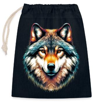 Wolf - Verschließbarer Geschenkbeutel aus Baumwolle (25x30cm) - Navy - Vorne