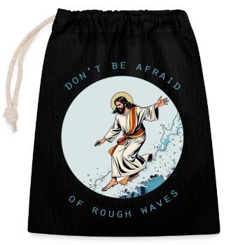Surfing Jesus - Closable cotton gift bag (25x30cm) - black - Front