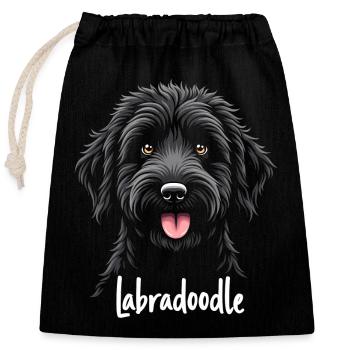 Labradoodle-Freundschaft - Verschließbarer Geschenkbeutel aus Baumwolle (25x30cm) - Schwarz - Vorne
