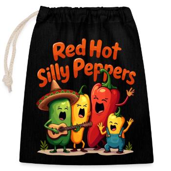 Red Hot Silly Peppers - Closable cotton gift bag (25x30cm) - black - Front