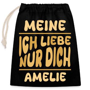 Mme Amélie - Sac cadeau en coton avec cordon (25 x 30 cm) - noir - Devant